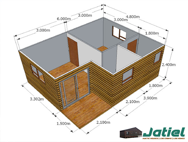 1 Bedroom Log Home Model